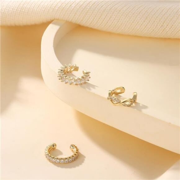 Ear Cuffs Non-Piercing Earrings for Women Cute Small Clip-On Cartilage - Picture 6 of 7
